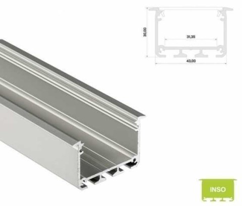Profil LED aluminiowy Srebrny anodowany - LUMINES Typ Inso 1m Profil LED aluminiowy Srebrny anodowany - LUMINES Typ Inso 1m