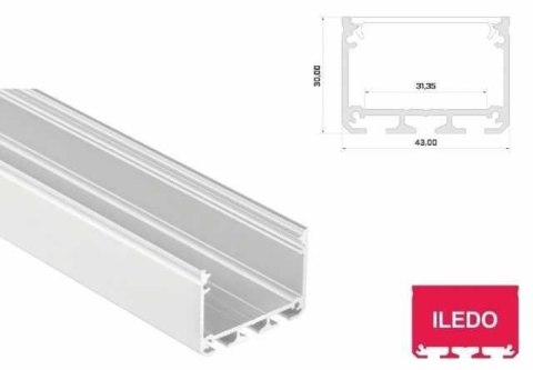 Profil LED nawierzchniowy LUMINES Typ iLEDO - Biały lakierowany 1m Profil LED nawierzchniowy LUMINES Typ iLEDO - Biały lakierowany 1m
