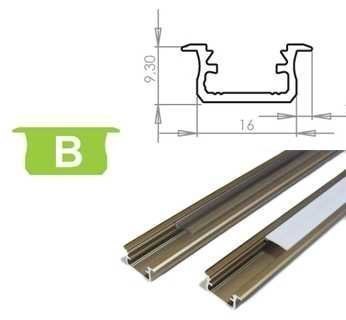 Profil aluminiowy do taśm LED inox - wpuszczany typ B LUMINES - 2 metry Profil aluminiowy do taśm LED inox - wpuszczany typ B LUMINES - 2 metry