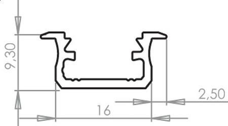 Profil aluminiowy do taśm LED srebrny - wpuszczany typ B LUMINES - 2 metry Profil aluminiowy do taśm LED srebrny - wpuszczany typ B LUMINES - 2 metry