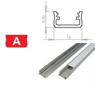 Profil aluminiowy do taśm LED srebrny - zewnętrzny typ A LUMINES - 2 metry