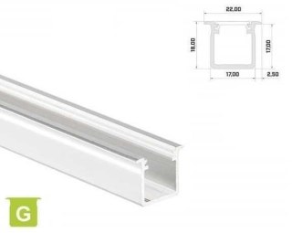 Profil aluminiowy do taśm LED wpuszczany LUMINES typ G - biały - 1 metr
