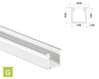 Profil aluminiowy do taśm LED wpuszczany LUMINES typ G - biały - 2 metry