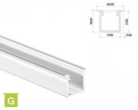 Profil aluminiowy do taśm LED wpuszczany LUMINES typ G - biały - 2 metry Profil aluminiowy do taśm LED wpuszczany LUMINES typ G - biały - 2 metry