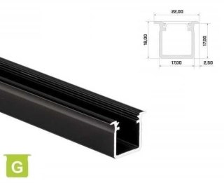 Profil aluminiowy do taśm LED wpuszczany LUMINES typ G - czarny - 1 metr