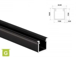 Profil aluminiowy do taśm LED wpuszczany LUMINES typ G - czarny - 2 metry