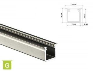 Profil aluminiowy do taśm LED wpuszczany LUMINES typ G - srebrny - 1 metr