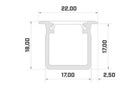 Profil aluminiowy do taśm LED wpuszczany LUMINES typ G - srebrny - 1 metr Profil aluminiowy do taśm LED wpuszczany LUMINES typ G - srebrny - 1 metr