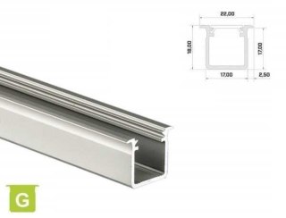 Profil aluminiowy do taśm LED wpuszczany LUMINES typ G - surowy - 1 metr