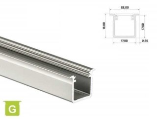 Profil aluminiowy do taśm LED wpuszczany LUMINES typ G - surowy - 2 metry