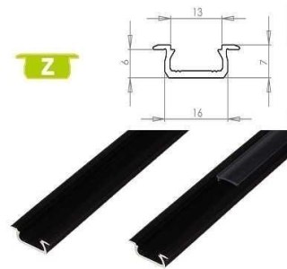 Profil aluminiowy do taśm LED - wpuszczany typ Z LUMINES - czarny - 1 metr