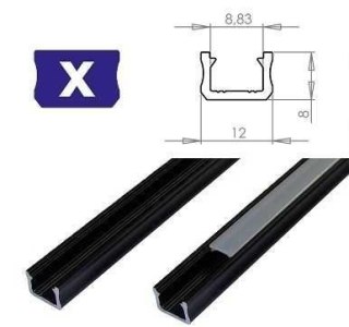Profil aluminiowy do taśm LED - zewnętrzny typ X LUMINES - czarny - 1 metr