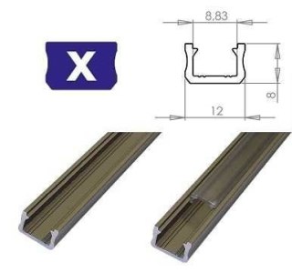 Profil aluminiowy do taśm LED - zewnętrzny typ X LUMINES - inox - 2 metry