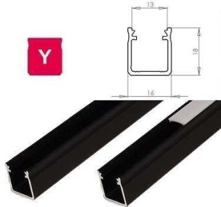 Profil aluminiowy do taśm LED - zewnętrzny typ Y LUMINES - czarny - 1 metr