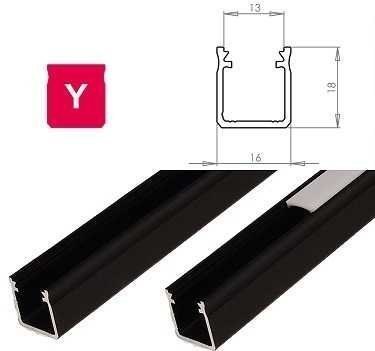Profil aluminiowy do taśm LED - zewnętrzny typ Y LUMINES - czarny - 1 metr Profil aluminiowy do taśm LED - zewnętrzny typ Y LUMINES - czarny - 1 metr