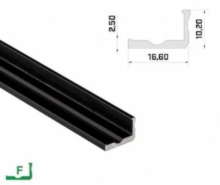 Profil aluminiowy napowierzchniowy LUMINES typ F do taśm LED - czarny - 1 metr