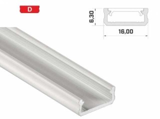 Profil aluminiowy napowierzchniowy do taśm LED LUMINES typ D - biały - 1 metr