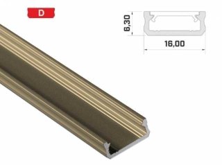 Profil aluminiowy napowierzchniowy do taśm LED LUMINES typ D - inox - 1 metr