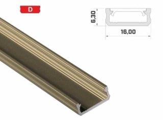 Profil aluminiowy napowierzchniowy do taśm LED LUMINES typ D - inox - 2 metry
