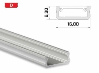 Profil aluminiowy napowierzchniowy do taśm LED LUMINES typ D - srebrny - 2 metry