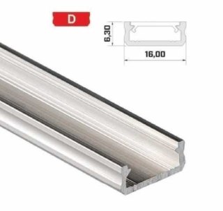 Profil aluminiowy napowierzchniowy do taśm LED LUMINES typ D - surowy - 2 metry