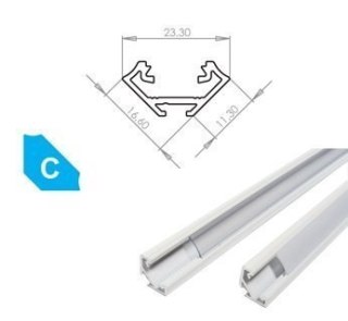 Profil aluminiowy narożnikowy do taśm LED LUMINES typ C - biały - 1 metr