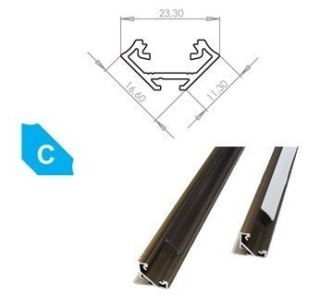 Profil aluminiowy narożnikowy do taśm LED LUMINES typ C - inox - 2 metry