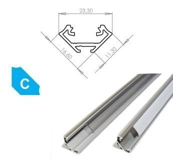 Profil aluminiowy narożnikowy do taśm LED LUMINES typ C - srebrny - 1 metr Profil aluminiowy narożnikowy do taśm LED LUMINES typ C - srebrny - 1 metr