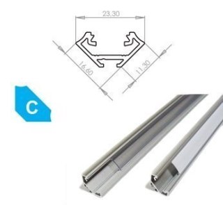 Profil aluminiowy narożnikowy do taśm LED LUMINES typ C - srebrny - 2 metry