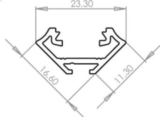 Profil aluminiowy narożnikowy do taśm LED LUMINES typ C - srebrny - 2 metry
