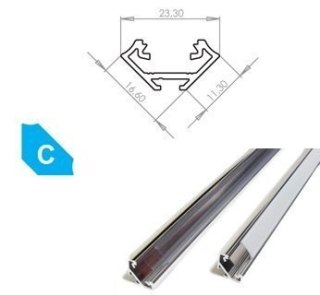 Profil aluminiowy narożnikowy do taśm LED LUMINES typ C - surowy - 1 metr