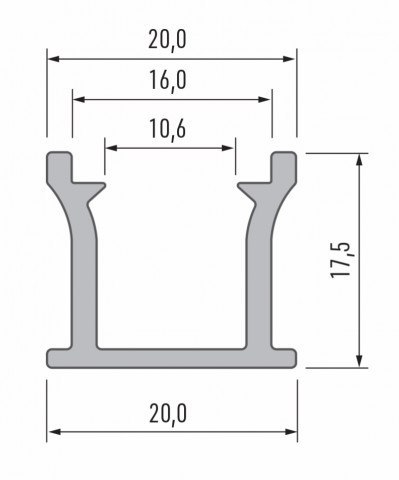 Profil LED aluminiowy RUNO srebrny - 1m Profil LED aluminiowy RUNO srebrny - 1m