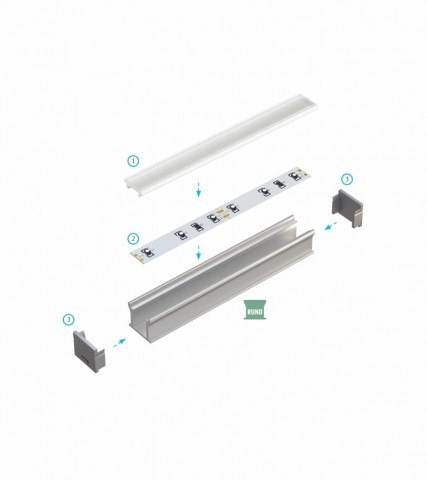 Profil LED aluminiowy RUNO srebrny - 1m Profil LED aluminiowy RUNO srebrny - 1m