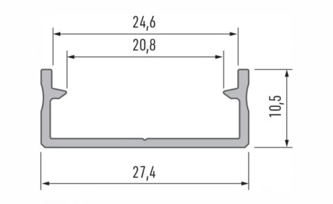 Profil LED nawierzchniowy DUAL surowy - 1m Profil LED nawierzchniowy DUAL surowy - 1m