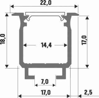 Profil LED wpuszczany Lumines typ W czarny- 1m
