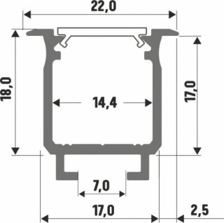 Profil LED wpuszczany Lumines typ W srebrny - 2 m