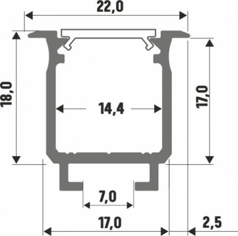 Profil LED wpuszczany Lumines typ W srebrny - 2 m Profil LED wpuszczany Lumines typ W srebrny - 2 m