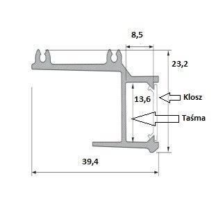 Profil aluminiowy do taśm LED - APA16 - srebrny anodowany - 1 metr
