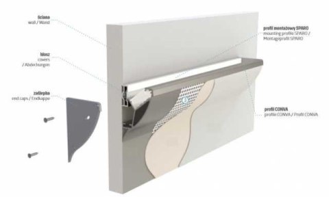 Profil aluminiowy do taśm LED - CONVA - srebrny anodowany - 1 metr Profil aluminiowy do taśm LED - CONVA - srebrny anodowany - 1 metr