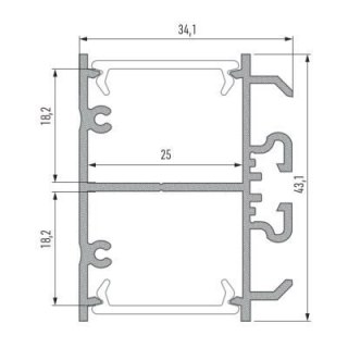 Profil aluminiowy do taśm LED - DOPIO - srebrny anodowany - 2 metry