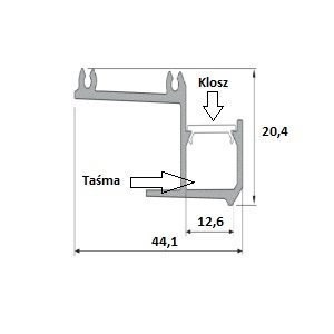 Profil aluminiowy do taśm LED - IPA12 - srebrny anodowany - 1 metr Profil aluminiowy do taśm LED - IPA12 - srebrny anodowany - 1 metr