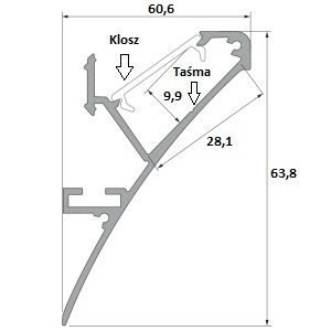 Profil aluminiowy do taśm LED - LOGI - srebrny anodowany - 1 metr