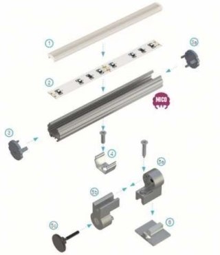 Profil aluminiowy do taśm LED MICO - surowy - 2 metry