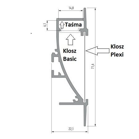 Profil aluminiowy do taśm LED - TIANO - srebrny anodowany - 1 metr Profil aluminiowy do taśm LED - TIANO - srebrny anodowany - 1 metr