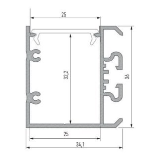 Profil aluminiowy do taśm LED - UNICO - srebrny anodowany - 1 metr