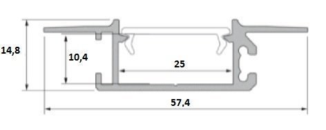 Profil aluminiowy do taśm LED - ZATI - srebrny anodowany - 1 metr Profil aluminiowy do taśm LED - ZATI - srebrny anodowany - 1 metr
