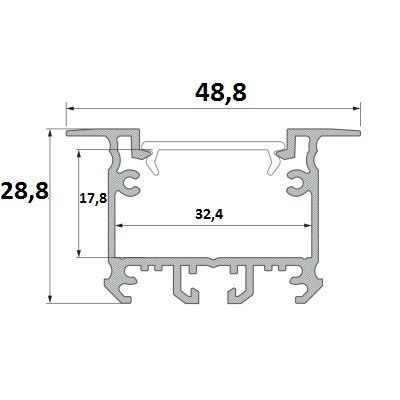 Profil aluminiowy do taśm LED - inTALIA - srebrny anodowany - 1 metr Profil aluminiowy do taśm LED - inTALIA - srebrny anodowany - 1 metr