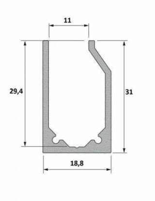 Profil aluminiowy do taśm LED typ I10 srebrny anodowany - 1 metr