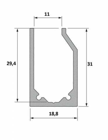 Profil aluminiowy do taśm LED typ I10 srebrny anodowany - 1 metr Profil aluminiowy do taśm LED typ I10 srebrny anodowany - 1 metr