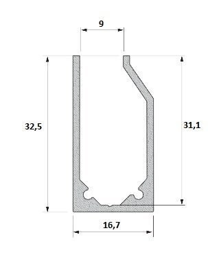 Profil aluminiowy do taśm LED typ I6 srebrny anodowany - 1 metr Profil aluminiowy do taśm LED typ I6 srebrny anodowany - 1 metr